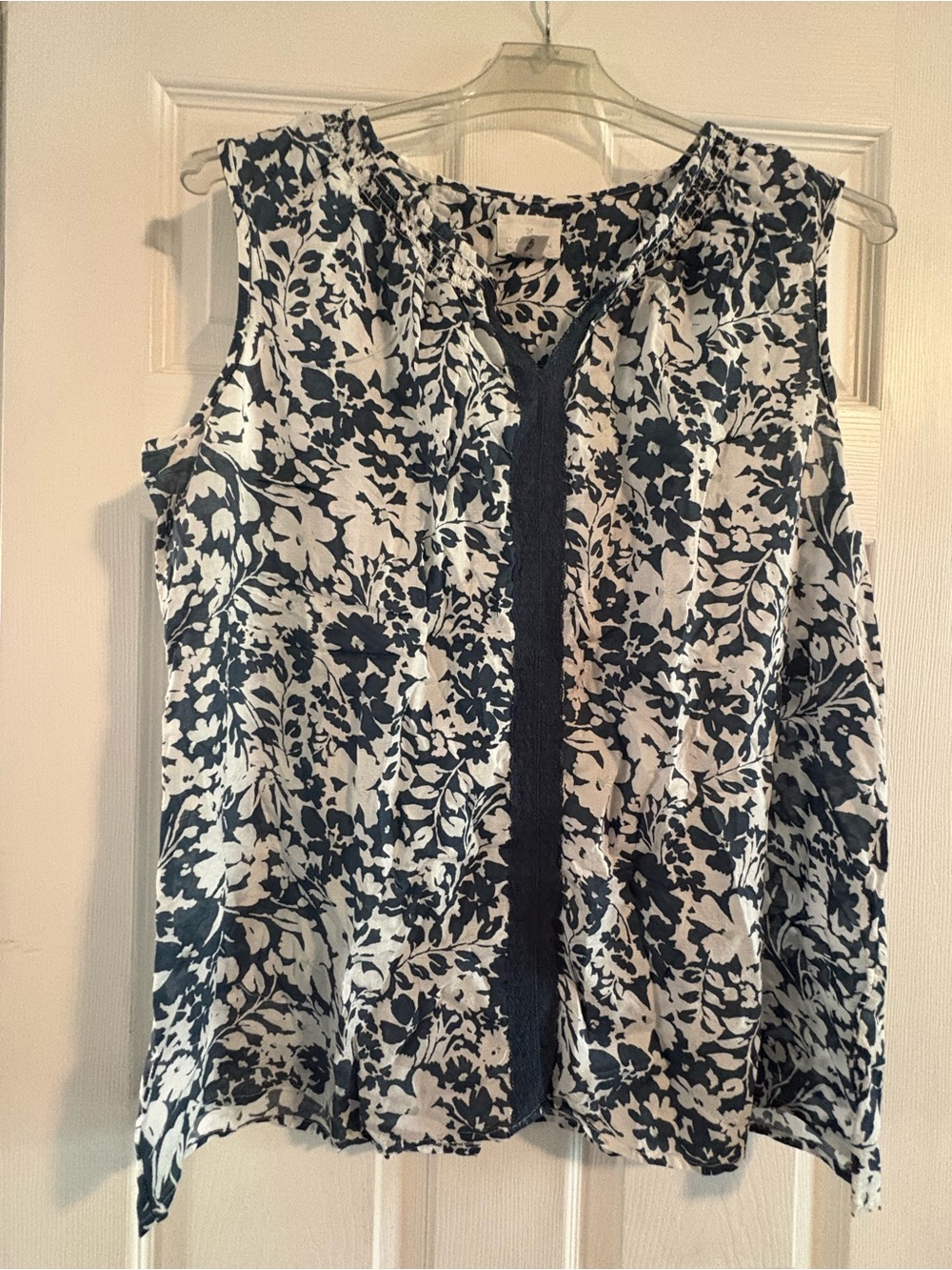 Caslon Navy and White Floral Sleeveless Camisole
